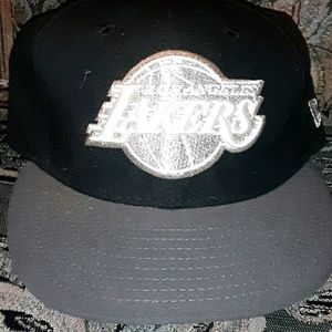 Los Angeles Lakers team black & silver fitted hat